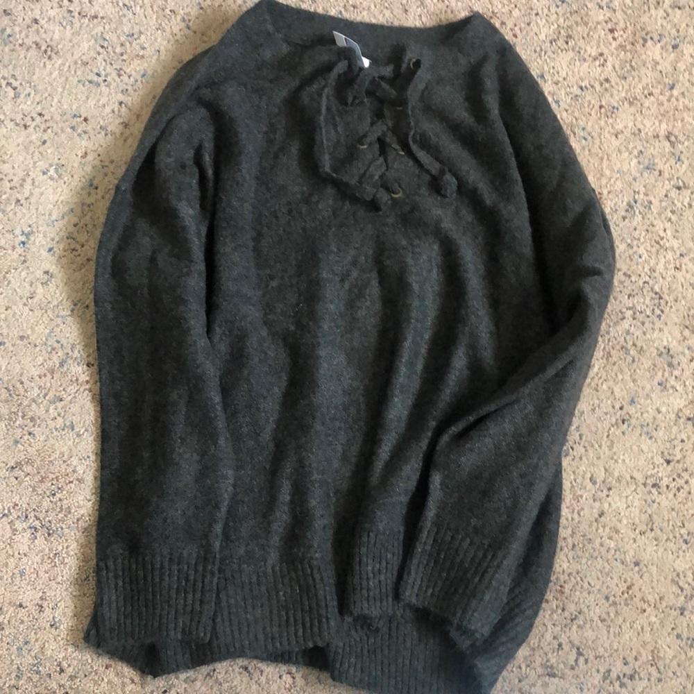 Black lace up sweater